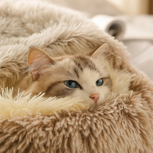 Cozy Plush Pet Bed for Cats and Small Dogs