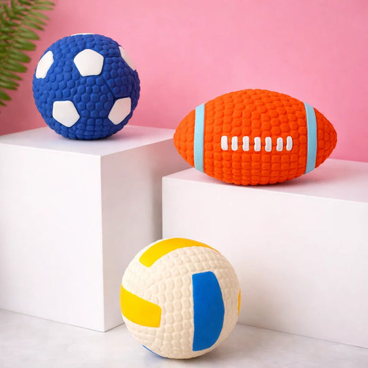 Interactive Squeaky Latex Dog Balls for Tooth Cleaning