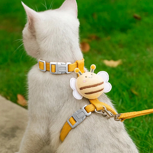 Bee-Themed Cat Harness & Leash Set - Adjustable & Comfortable