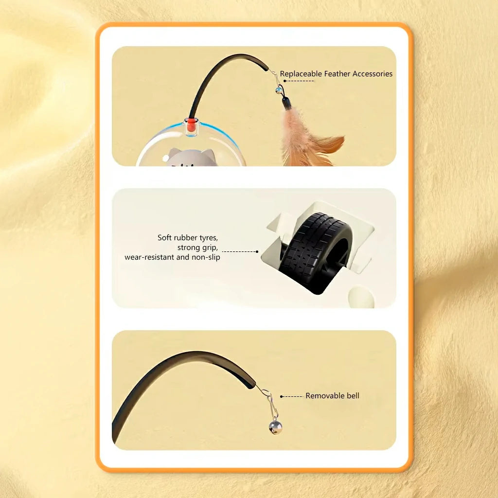 Interactive UFO Cat Teaser Toy with Laser & Feather