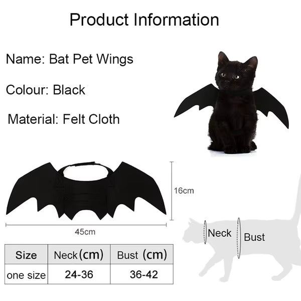 Bat Wings Cat Costume - Lightweight Anti-Escape Halloween Cosplay