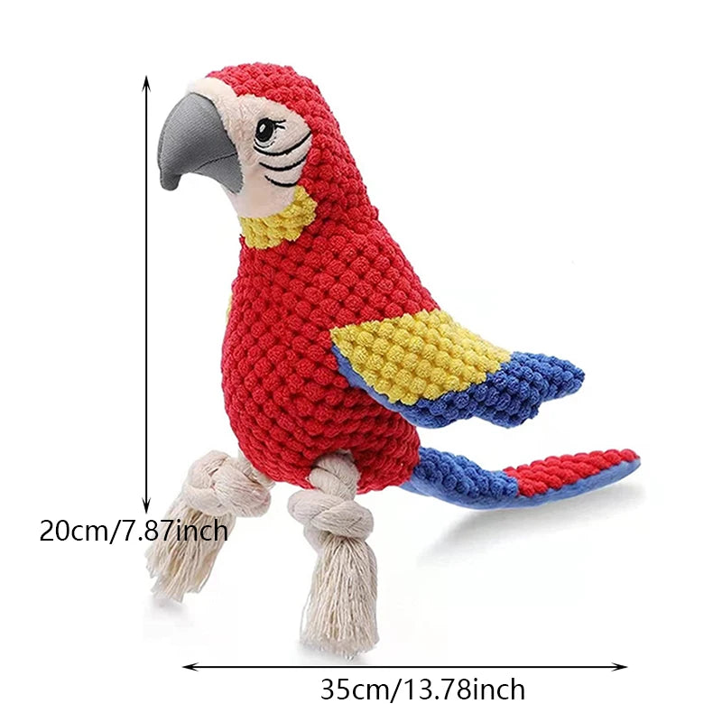 Indestructible Squeaky Parrot Dog Toy for All Sizes