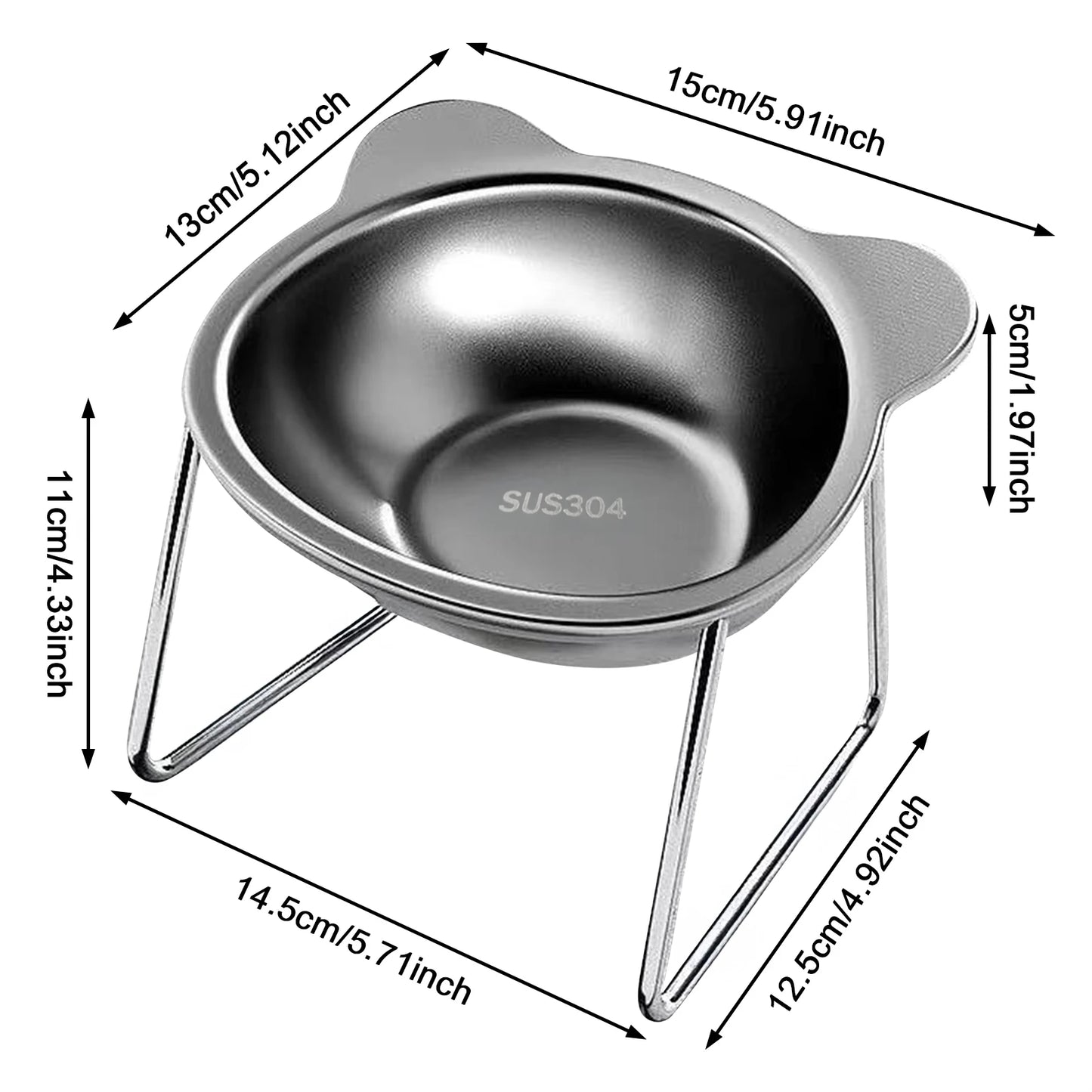 Ergonomic Stainless Steel Pet Bowl with Stand