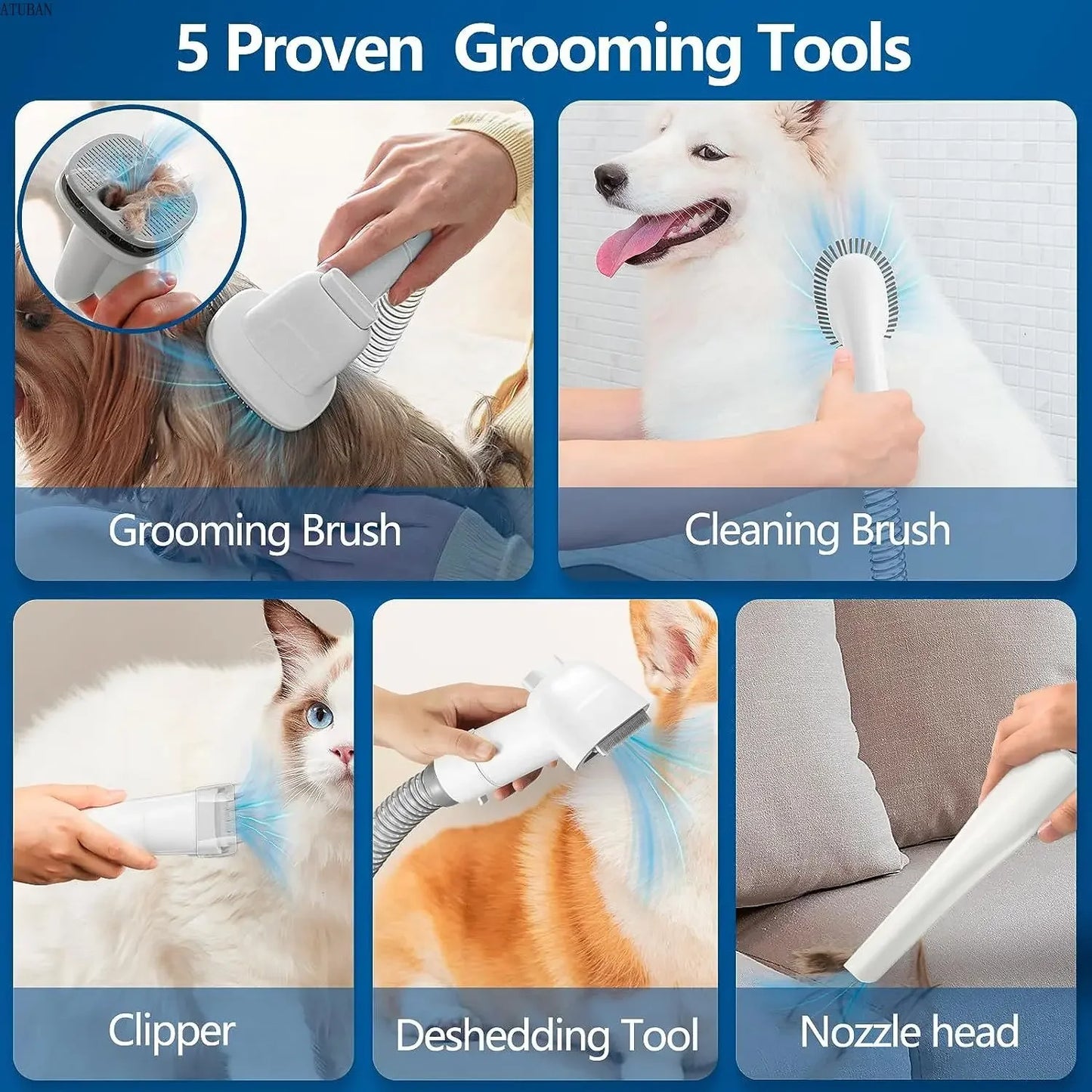 Smart Suction Pet Trimmer & Vacuum Kit - Quiet, Mess-Free Grooming