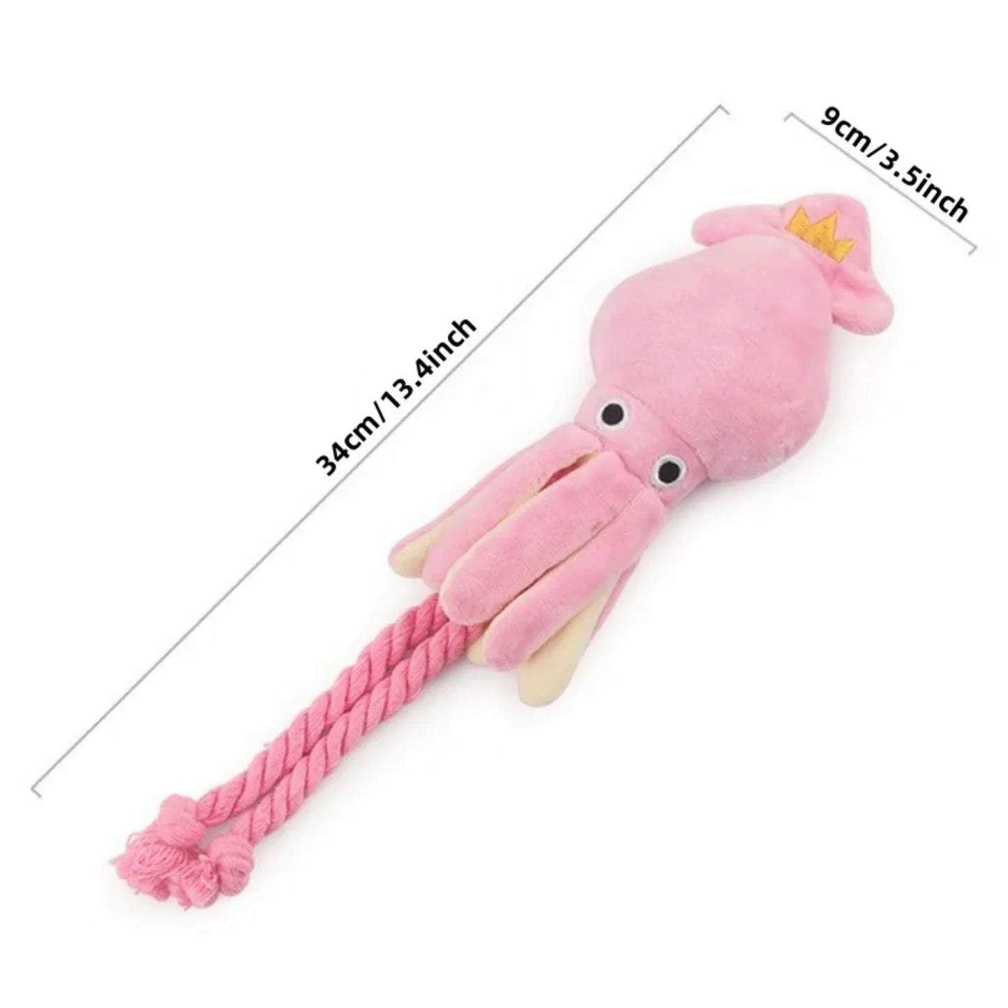Pink Octopus Plush Dog Chew Toy for Teeth Cleaning