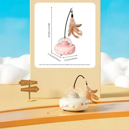 Interactive UFO Cat Teaser Toy with Laser & Feather
