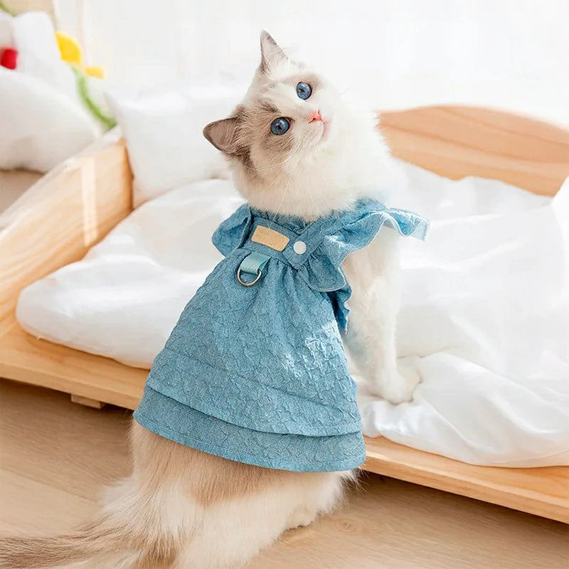 Charming Denim Dress for Small Dogs and Cats