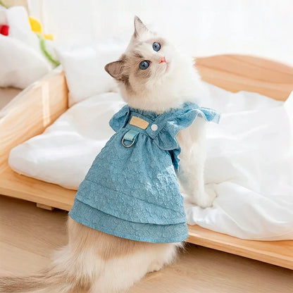 Charming Denim Dress for Small Dogs and Cats