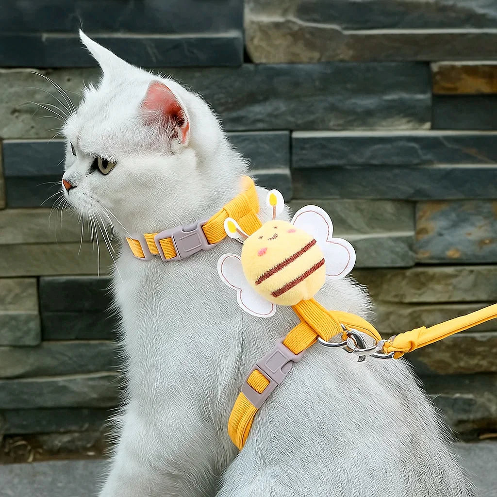Bee-Themed Cat Harness & Leash Set - Adjustable & Comfortable