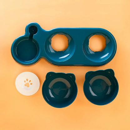 3-in-1 Cat Bowl with Gravity Water Feeder