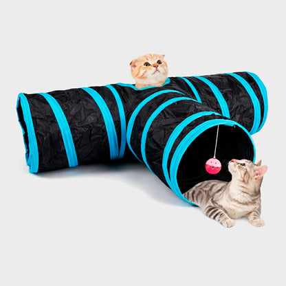 Foldable Cat Play Tunnel with Hanging Toys
