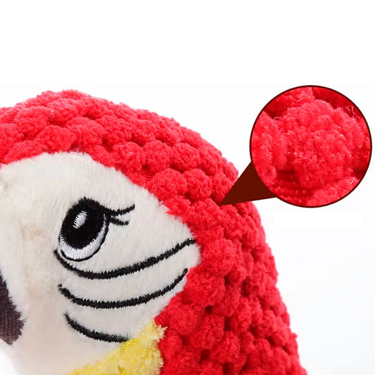 Indestructible Squeaky Parrot Dog Toy for All Sizes