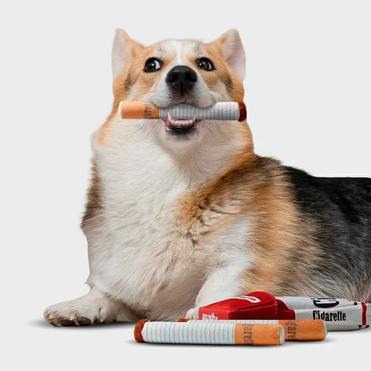 Interactive Giggle Dog Toys - Plush Chew Cigarette Set