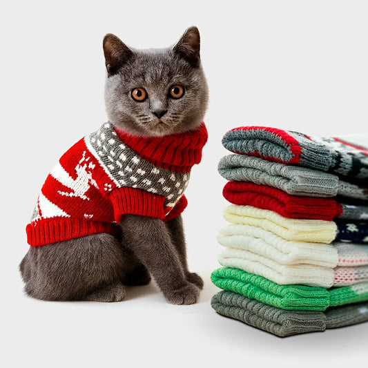 Cozy Winter Cat Sweater - Warm Pet Clothing