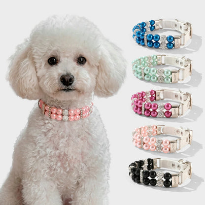 Elegant Pearl Rhinestone Pet Collar - Multiple Colors