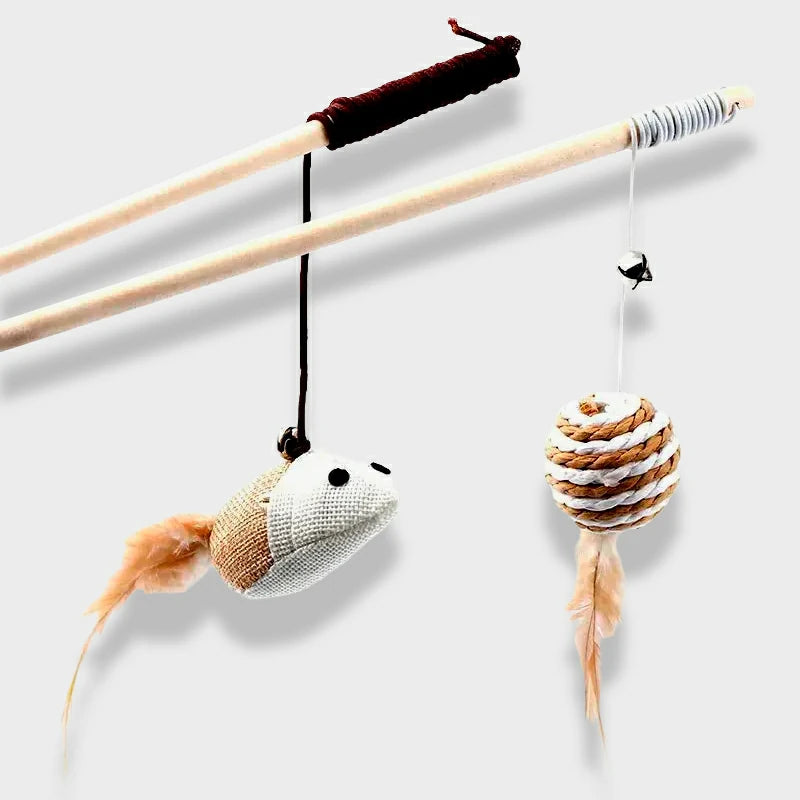 Colorful Feather Teaser Wand for Cats