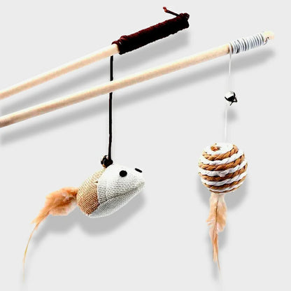 Colorful Feather Teaser Wand for Cats