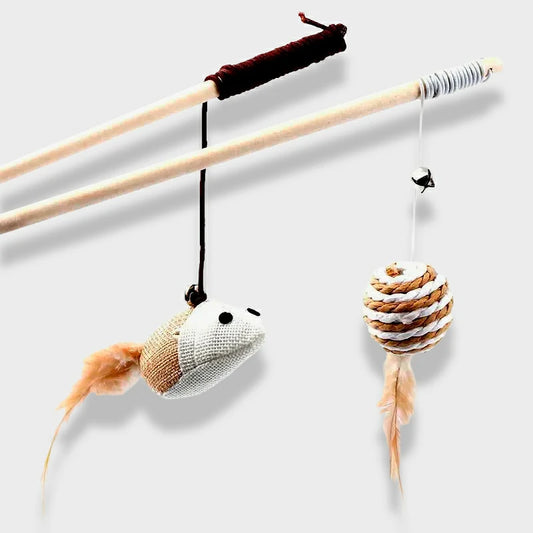 Colorful Feather Teaser Wand for Cats