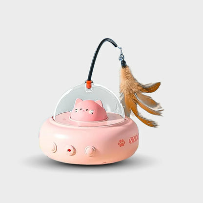 Interactive UFO Cat Teaser Toy with Laser & Feather
