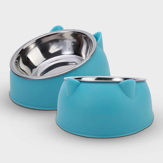 Elegant Tilted Cat Bowl - Stainless Steel Pet Feeder