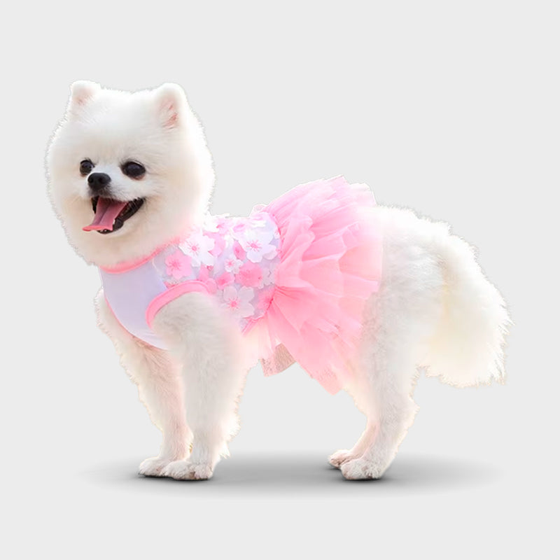 Charming Floral Dog Dress - Breathable Pet Apparel