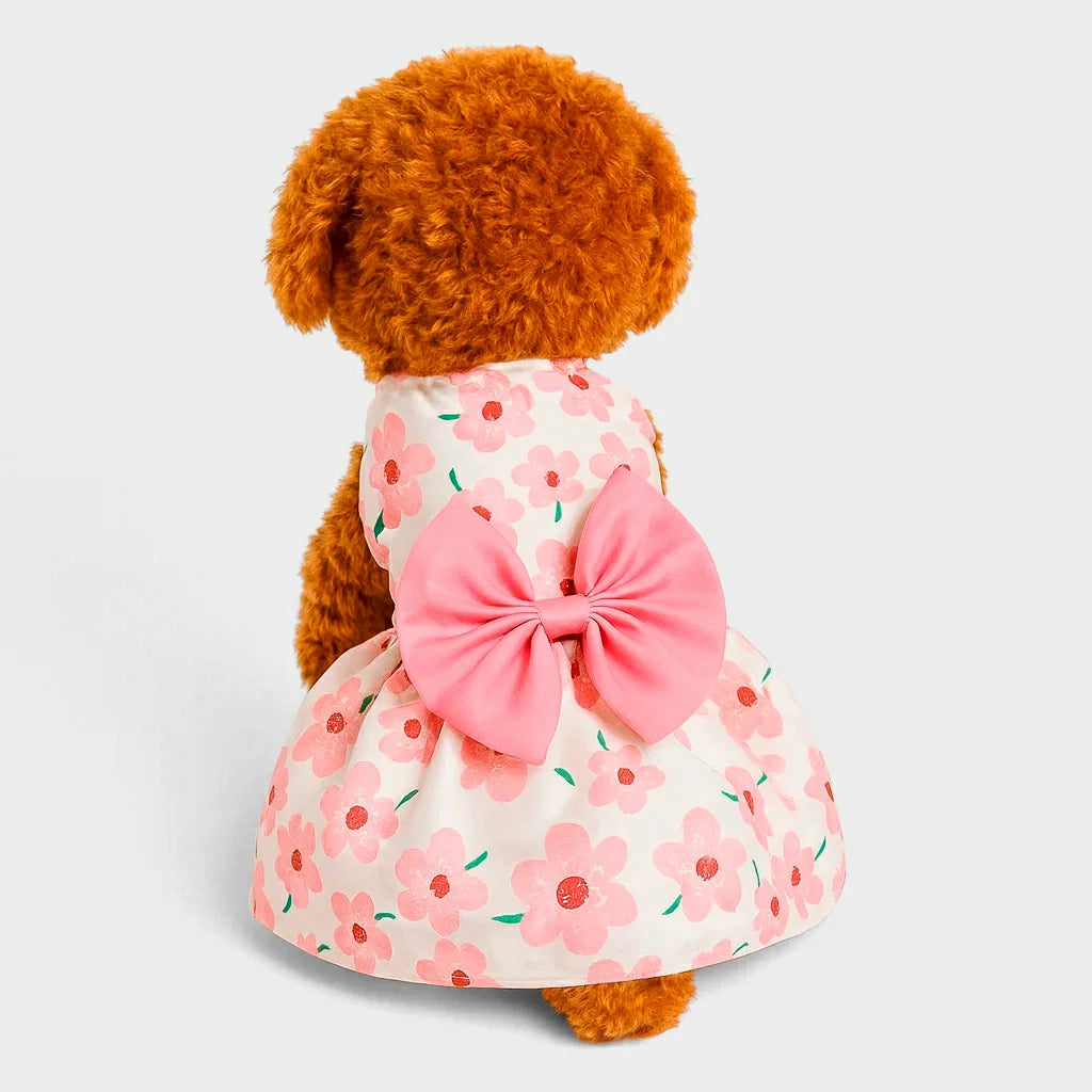 Charming Summer Pet Dress with Bow for Small Dogs