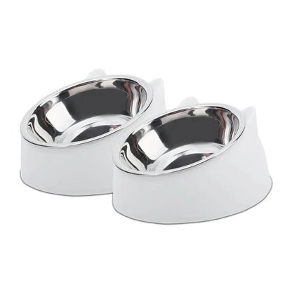 Elegant Tilted Cat Bowl - Stainless Steel Pet Feeder
