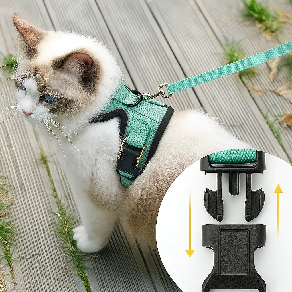 CatHarness Pro – Adjustable Breathable Anti-Escape Harness & Lead Set