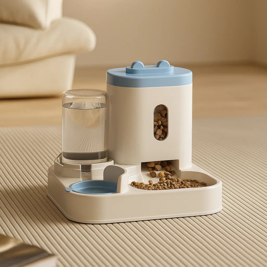 2-in-1 Automatic Gravity Pet Feeder & Water Dispenser for Dogs & Cats