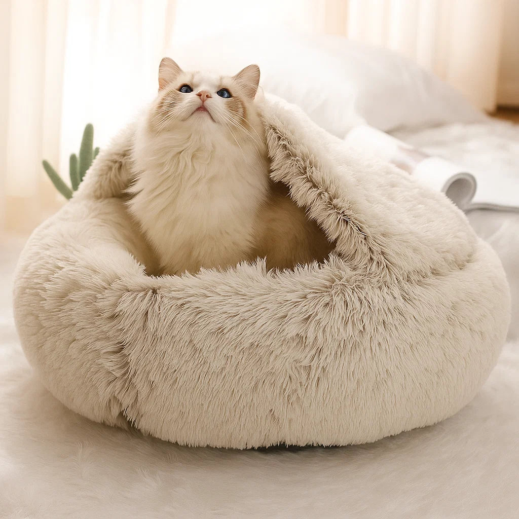Cozy Plush Pet Bed for Cats and Small Dogs
