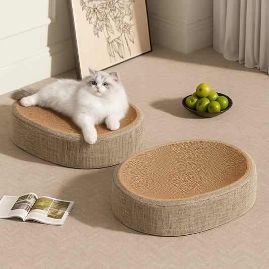 Oval Cat Scratcher Bed - Sisal Scratch Pad & Sleeping Mat