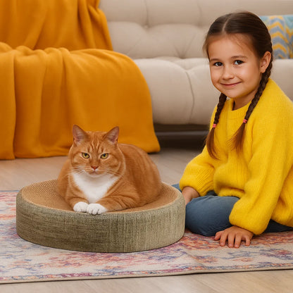 Oval Cat Scratcher Bed - Sisal Scratch Pad & Sleeping Mat
