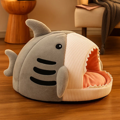 Cozy Shark Cave Cat Bed - Perfect Hideaway for Pets