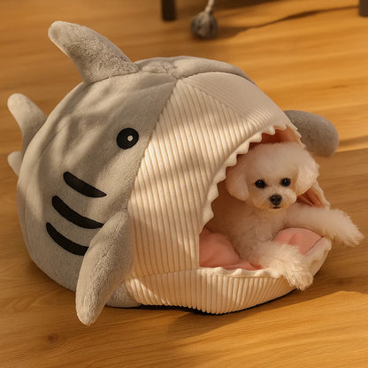 Cozy Shark Cave Cat Bed - Perfect Hideaway for Pets