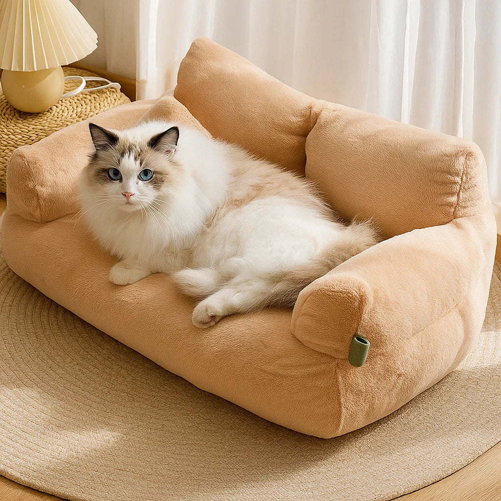 Cozy Plush Cat Sofa Bed - Winter Warmth for Pets