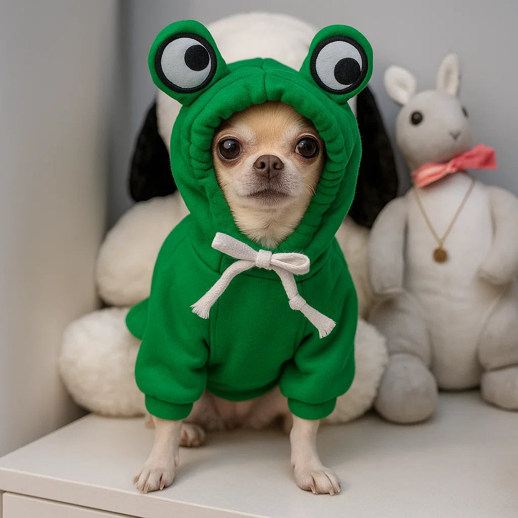 Adorable Frog Pet Hoodie for Small & Medium Dogs - Cozy & Fun