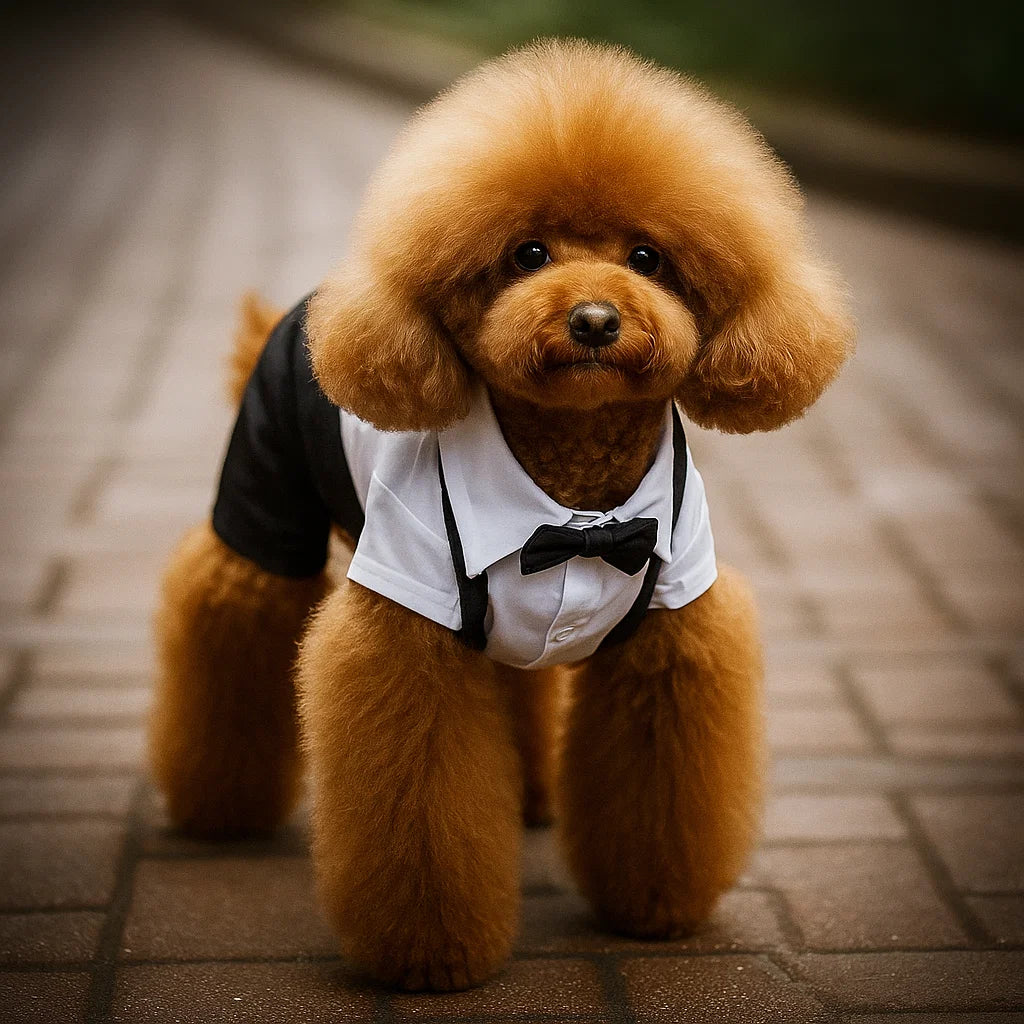 Elegant Dog Tuxedo with Bow Tie for Special Occasions