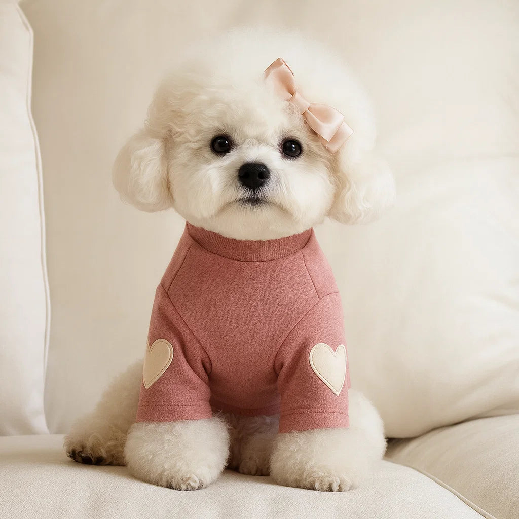 Cozy Heart Pet Hoodie - Warm Winter Dog Clothes