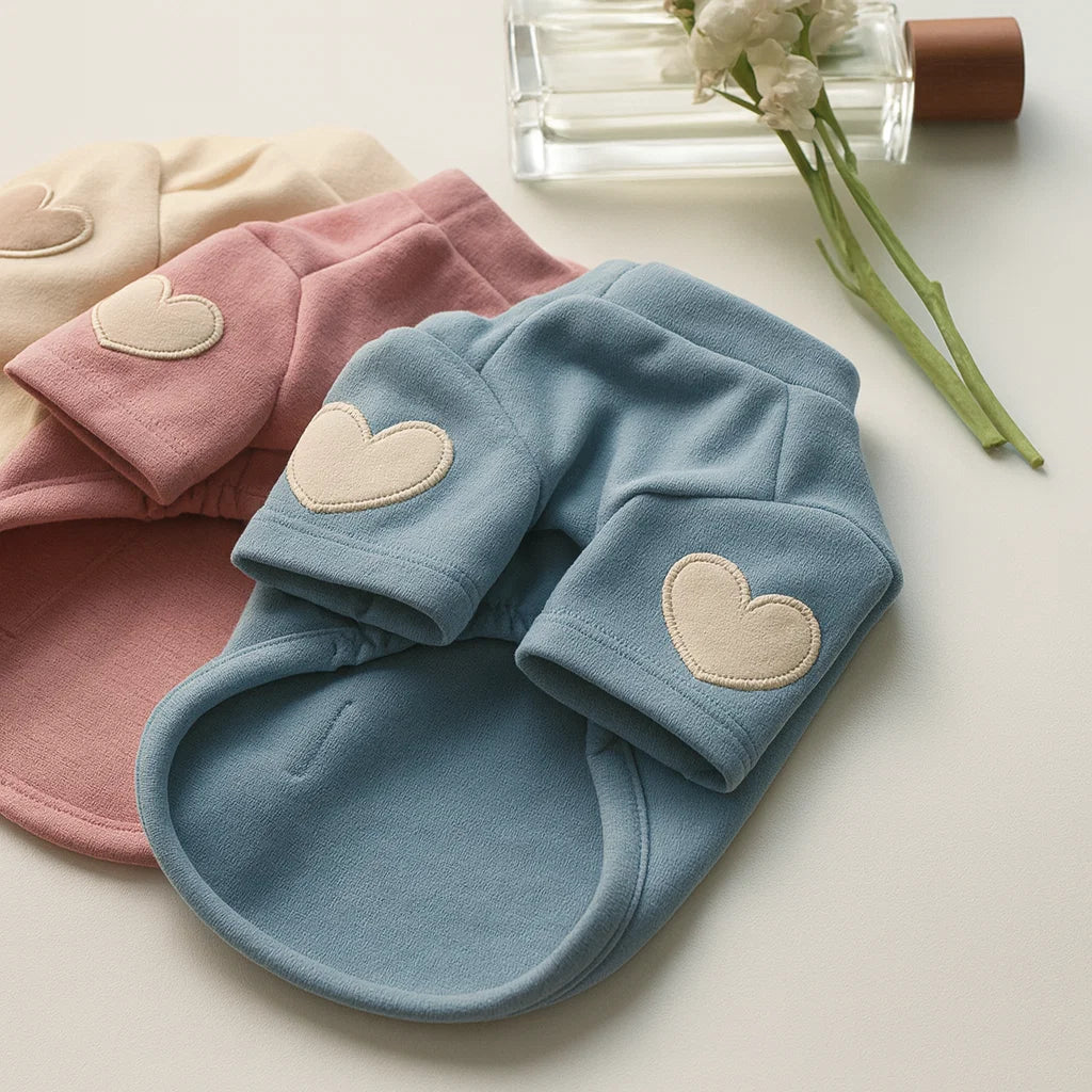 Cozy Heart Pet Hoodie - Warm Winter Dog Clothes