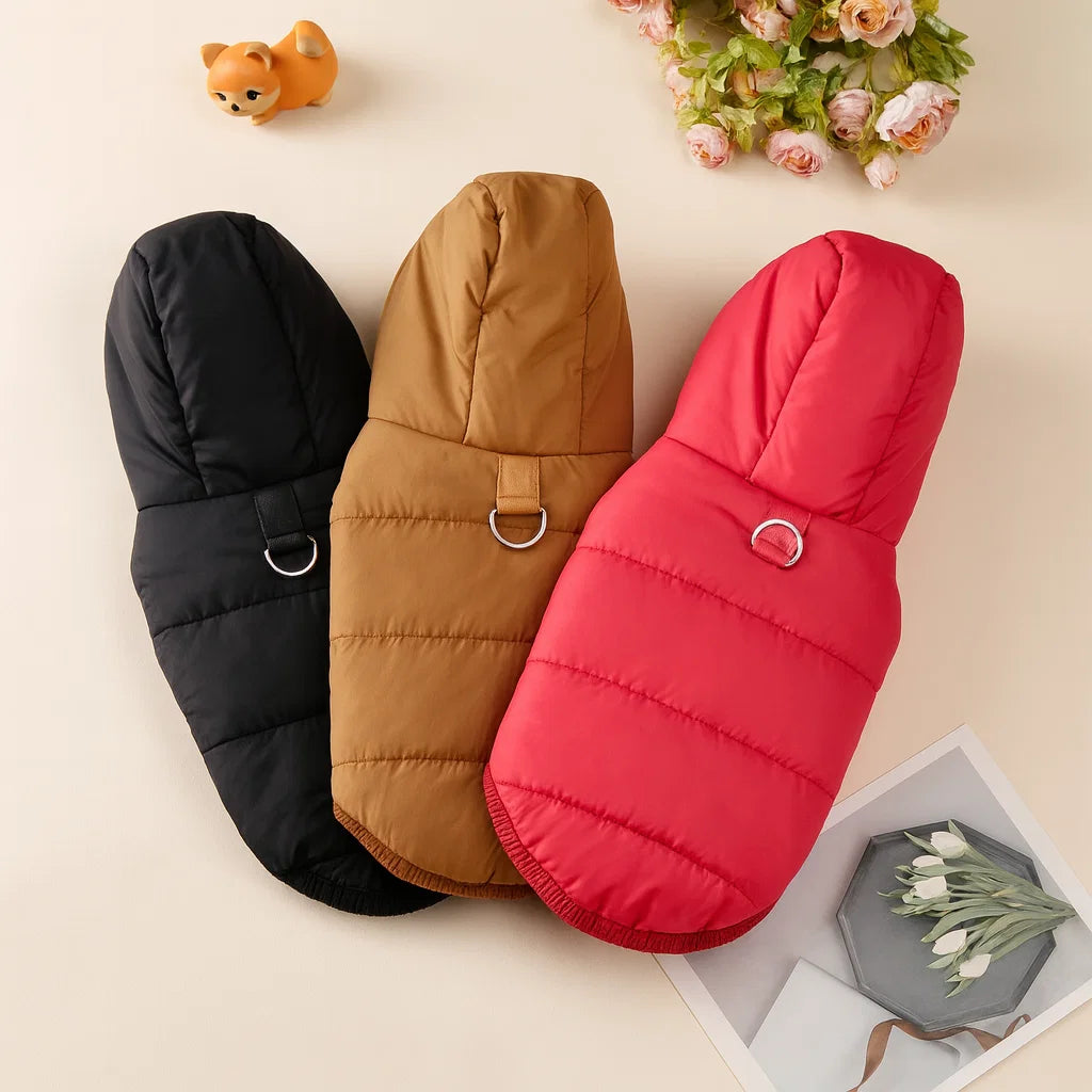 Cozy Fleece Dog Hoodie with D-ring for Winter