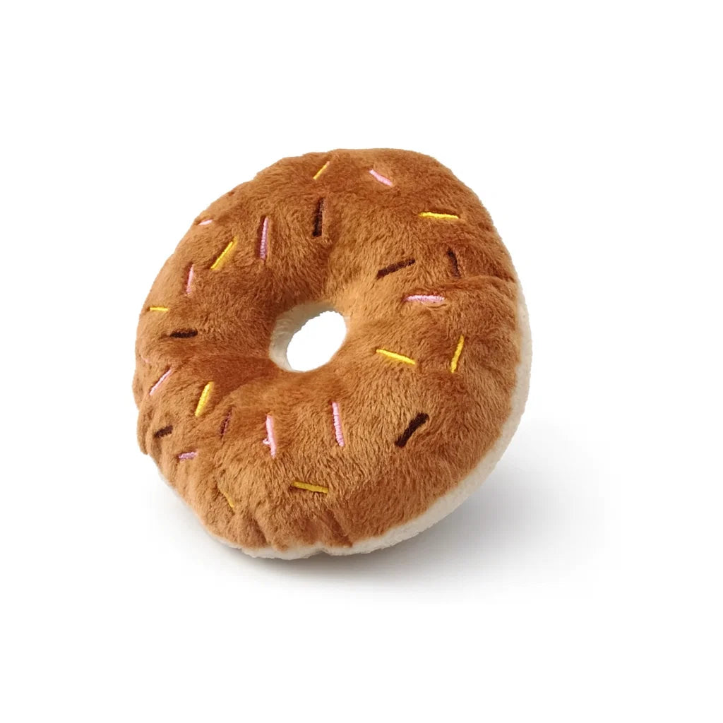 Interactive Squeaky Donut Plush Dog Toy