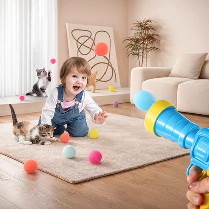 Interactive Cat Toy Launcher with Plush Balls