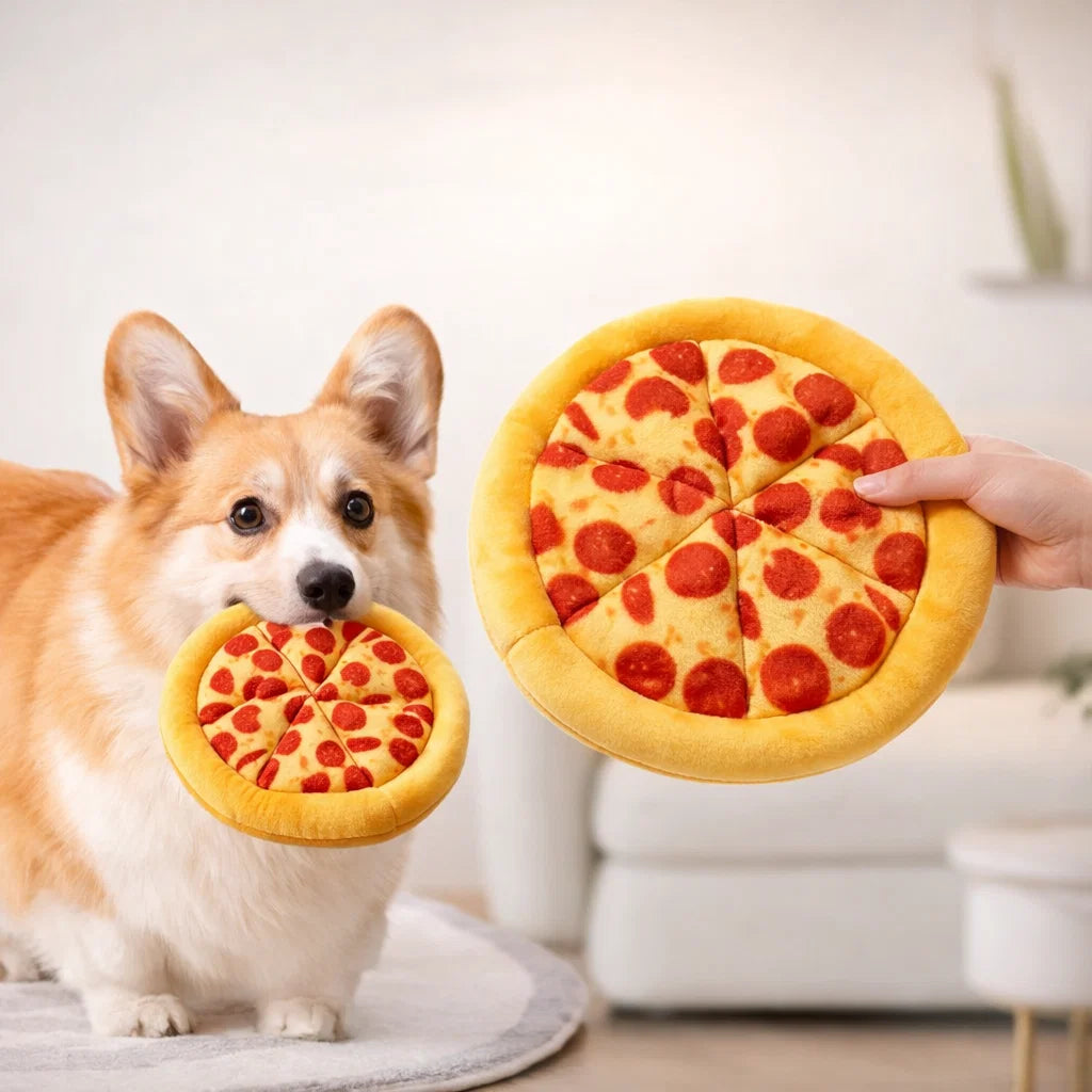 Irresistible Squeaky Dog Toys - Pizza & Doughnut Shapes