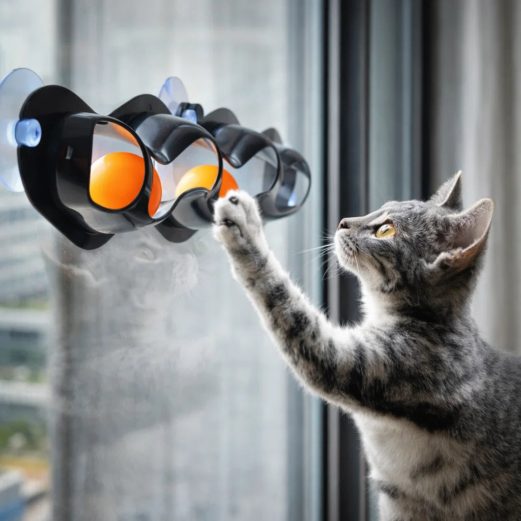Interactive Cat Track Ball Toy with Suction Cups