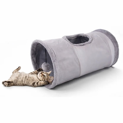 Cozy Suede Tunnel for Pets - Interactive Play & Comfort