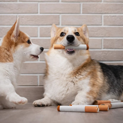 Interactive Giggle Dog Toys - Plush Chew Cigarette Set