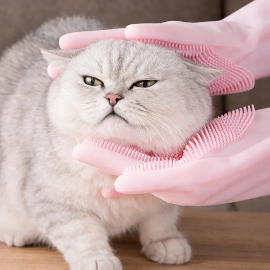 Silicone Pet Bath Gloves - Anti-Scratch & Bite