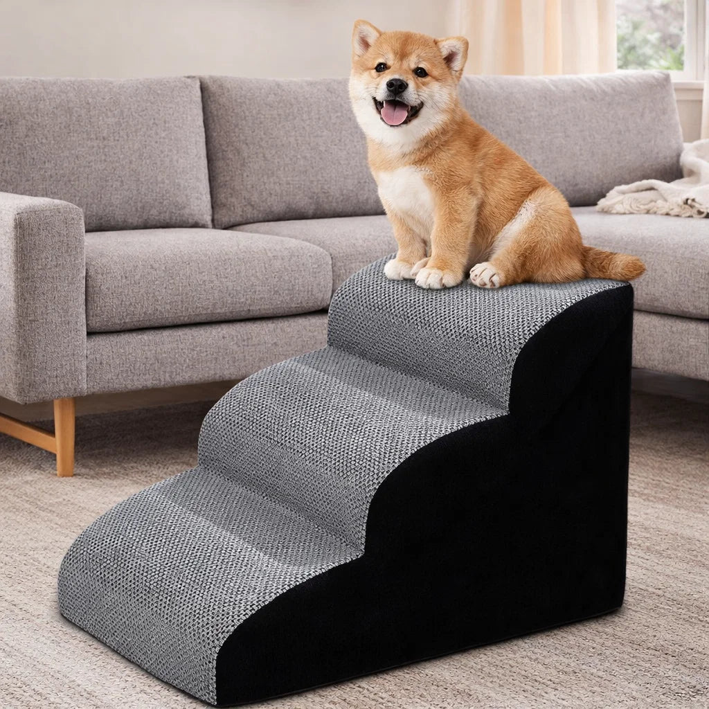 Luxury Memory Foam Pet Stairs - Non-Slip & Washable