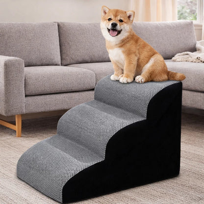 Luxury Memory Foam Pet Stairs - Non-Slip & Washable