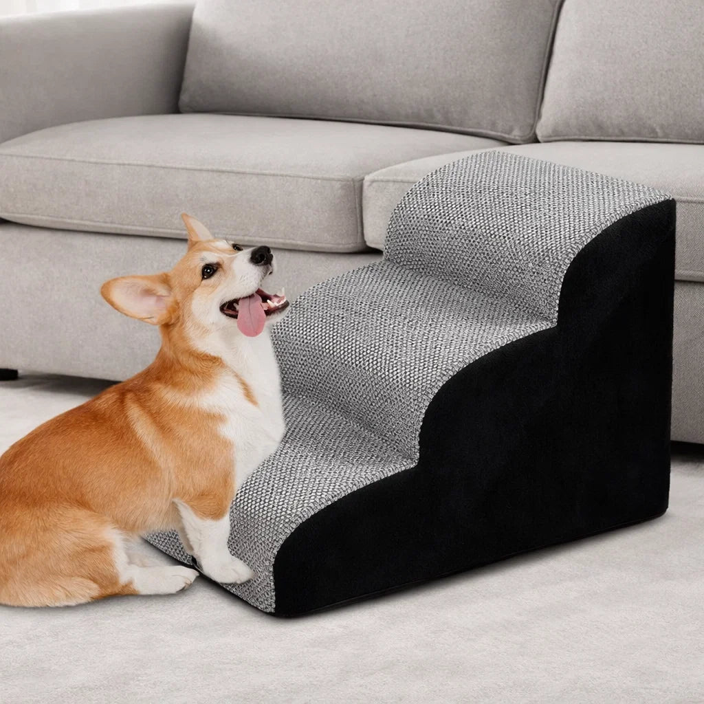 Luxury Memory Foam Pet Stairs - Non-Slip & Washable